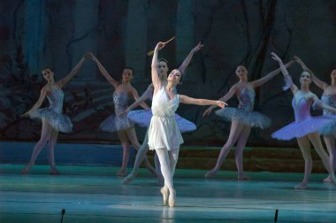 DNEPROPETROVSK, UKRAINE - FEBRUARY 8: Dnepropetrovsk Devlet Opera ve Bale Tiyatrosu üyeleri DON QUIXOTE 'yi 8 Şubat 2014' te Dnepropetrovsk, Ukrayna 'da sahneledi