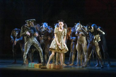 DNEPROPETROVSK, UKRAINE - 7 Aralık 2013 'te Ukrayna' nın Dnepropetrovsk kentindeki Devlet Opera ve Bale Tiyatrosu 'nda KYIV MODERN Ballet üyeleri NUTKRACER' i sahneledi.