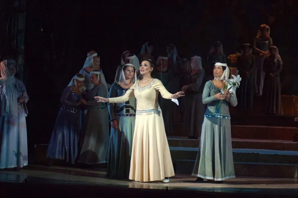 Dnipropetrowsk Ukraine Wrzesień Członkowie Dniepropietrowskiego Teatru Opery Baletu Wykonują Iolanta — Zdjęcie stockowe