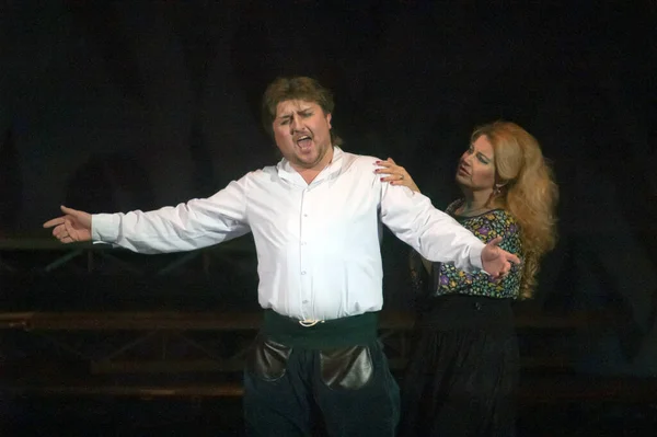 Dnepropetrovsk Ukraine Luty Członkowie Dniepropietrowskiego Teatru Opery Baletu Wykonują Pagliacci — Zdjęcie stockowe