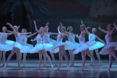 DNEPROPETROVSK, UKRAINE - 30 Aralık 2012 'de Dnepropetrovsk, Ukrayna' da Dnepropetrovsk Opera ve Bale Tiyatrosu tarafından gerçekleştirilen fındıkkıran balesi. 