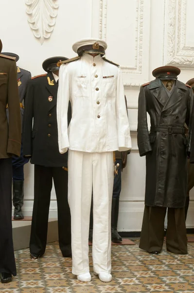 DNIPROPETROVSK, UKRAINE  NOVEMBER 9: Summer uniforms of Soviet Captain 3rd rank NAVY sample 1943 in the national historical Museum on November 9, 2012 in Dnipropetrovsk, Ukraine.