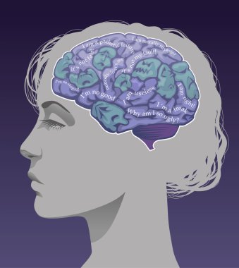 Kadının beyni olumsuz düşünceler ile dolu