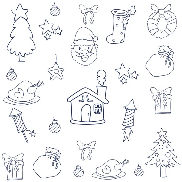 Doodle of hand draw christmas set — Stock Vector