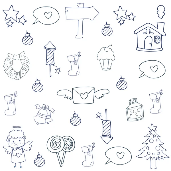 Dessiner à la main objet Noël de doodle — Image vectorielle