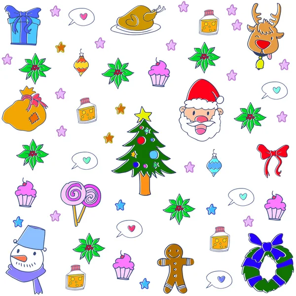 Doodle de Navidad set vector elemento — Archivo Imágenes Vectoriales