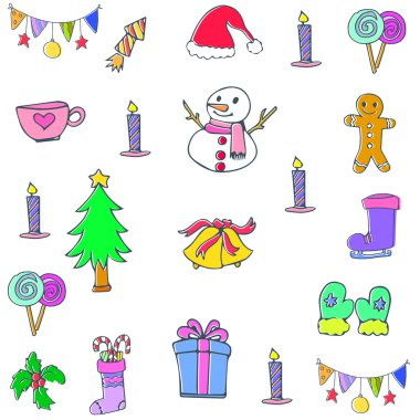 Koleksiyon Noel unsuru doodle