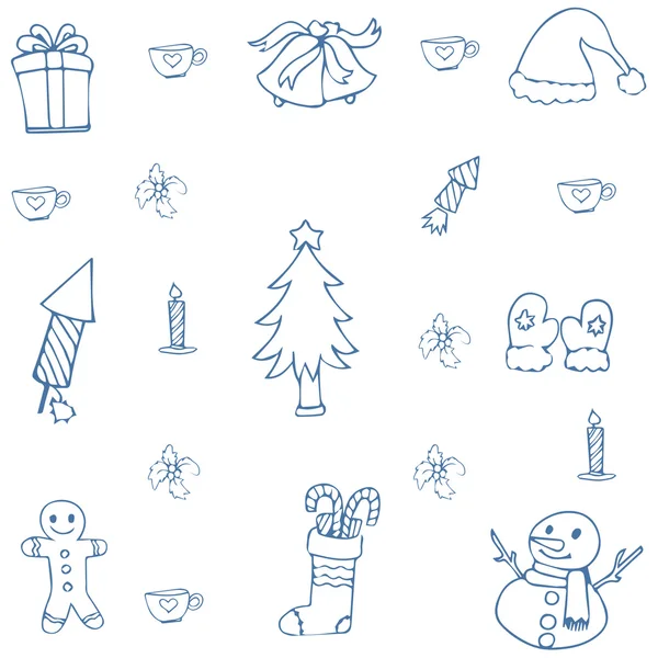 Mano dibujar la Navidad doodle conjunto — Vector de stock