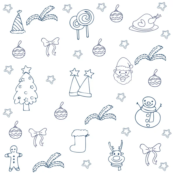 Doodle de Noël dessin à la main plat — Image vectorielle