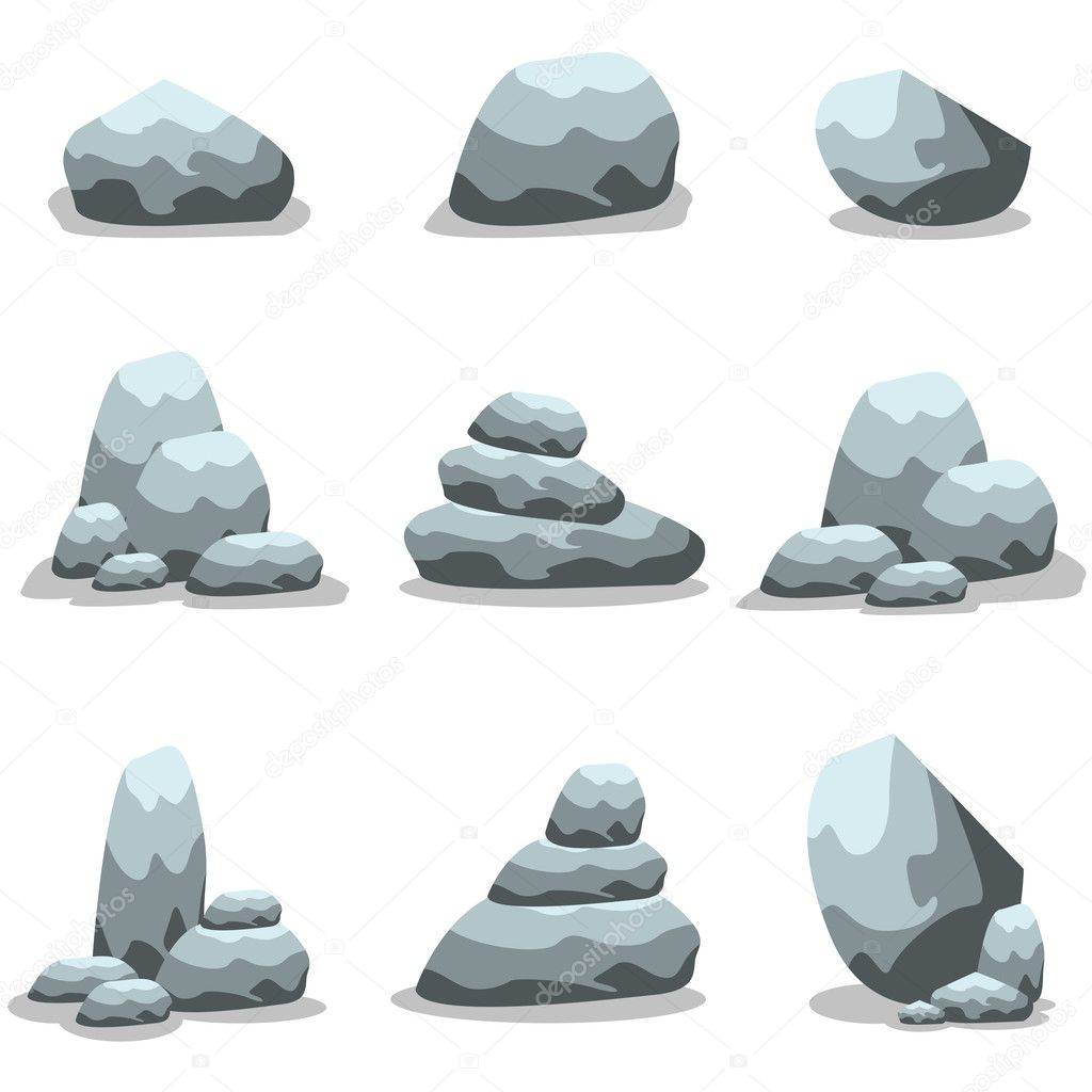 Stones and rocks in cartoon style vector