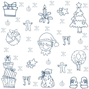 Doodle Noel el çizmek ile ayarla