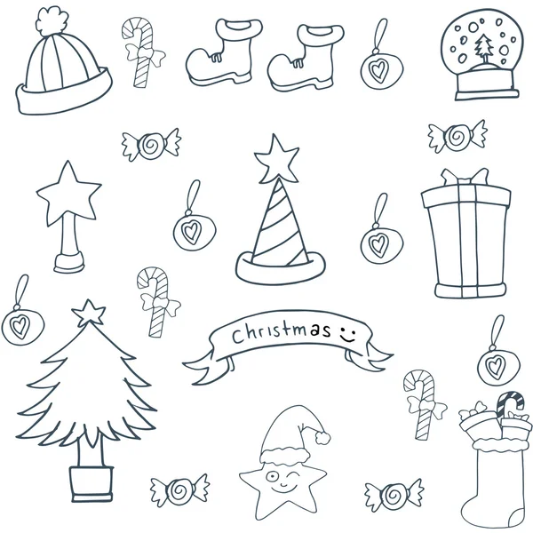 Doodle of hand draw christmas object — Stock Vector