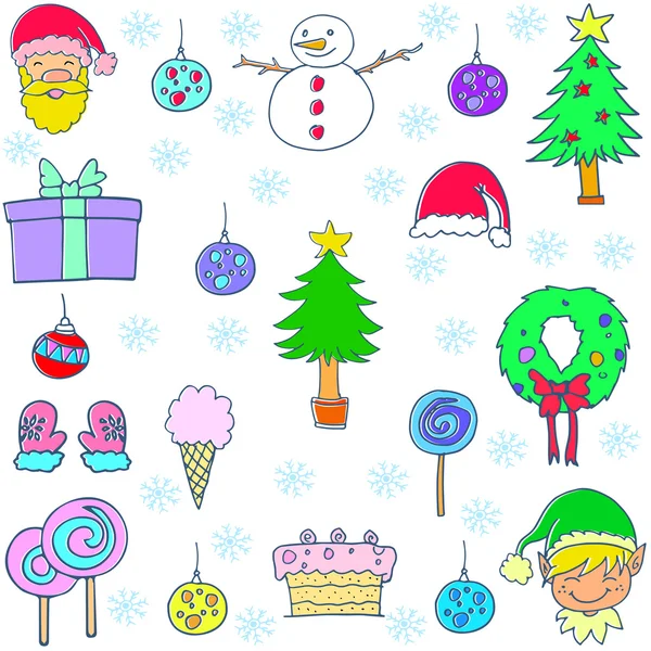 Natal conjunto objeto de doodle — Vetor de Stock