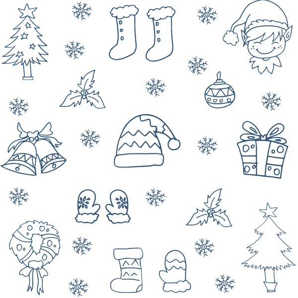 Set de griffes d'hiver avec dessin à la main — Image vectorielle