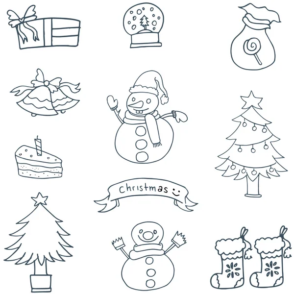 Hand draw christmas set of doodle — Stock Vector