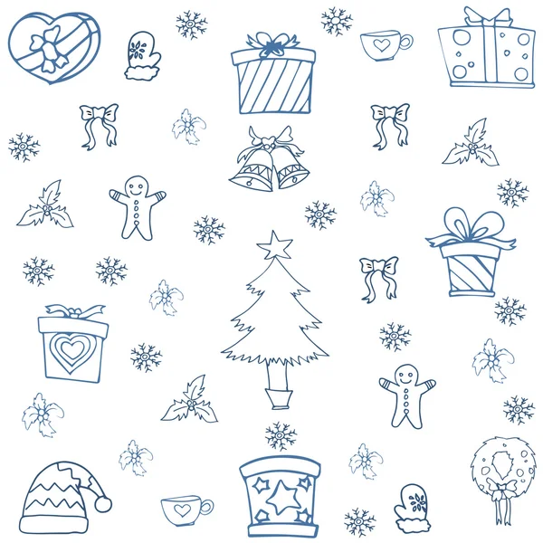 Doodle de Navidad conjunto fondos mano dibujar — Archivo Imágenes Vectoriales