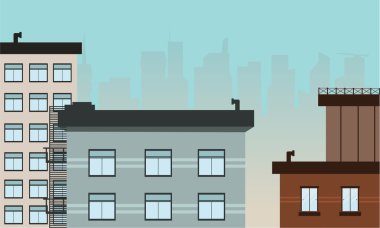 Birçok bina manzara vektör sanat