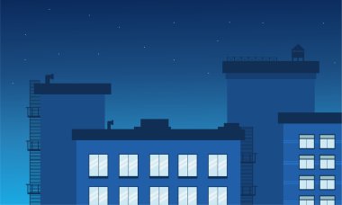 Vektör gece şehir peyzaj çizim