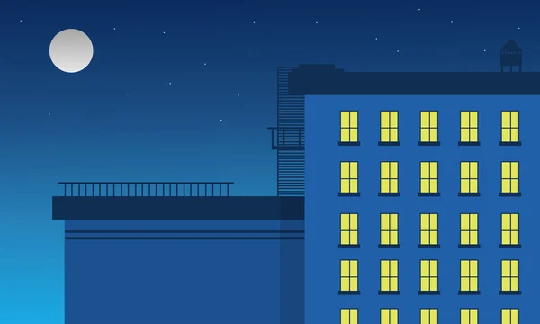 Vector plano de edificio y paisaje de luz — Vector de stock