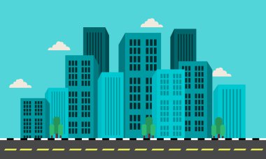 Şehir manzarası düz vektör çizim