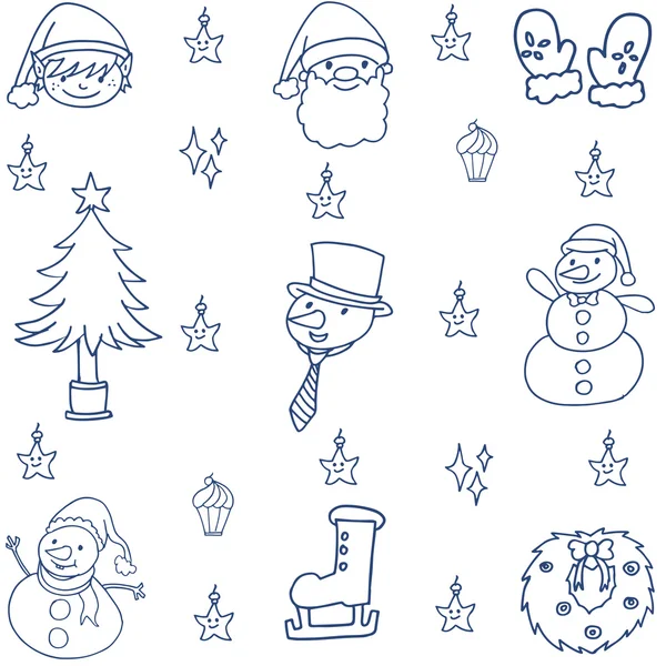 Ensemble de vecteurs de dessin à la main Noël de doodle — Image vectorielle