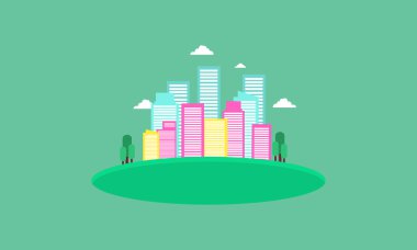 Şehrin simgesi peyzaj siluetleri