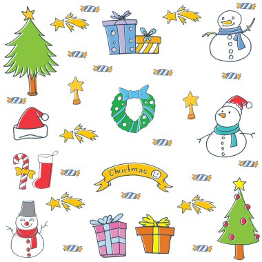 Nesne doodle Noel renk