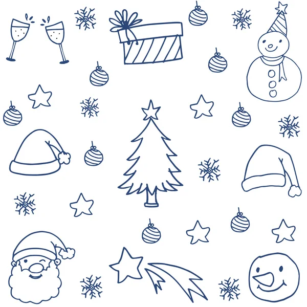 Christmas set flat doodle vector art — Stock Vector