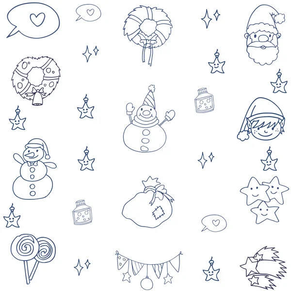 Mão desenhar objeto natal conjunto doodle — Vetor de Stock