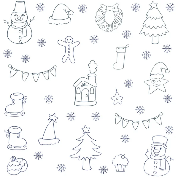 Doodle of christmas set with hand draw — Stock Vector