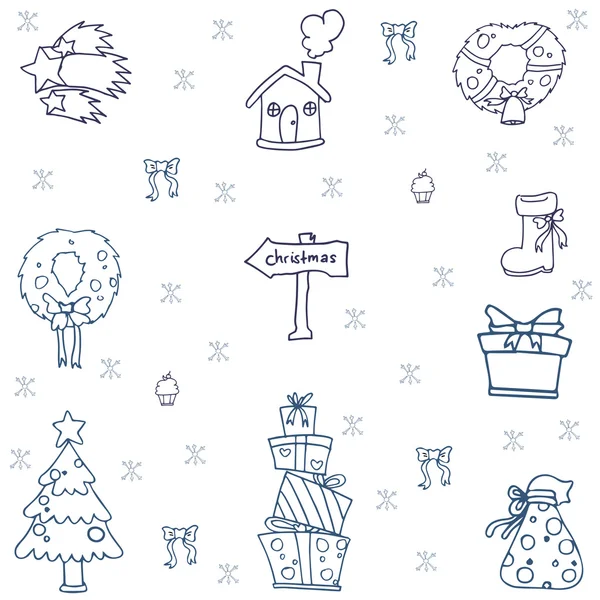 Dessin à la main ensemble de Noël de doodle — Image vectorielle