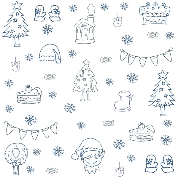 Doodle de adorno conjunto de Navidad — Vector de stock