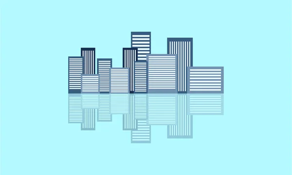 Edificio vector plano con reflexión — Vector de stock