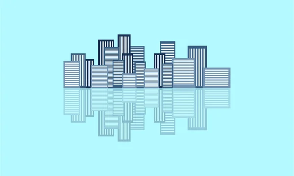Ciudad urbana y reflejo de silueta — Vector de stock