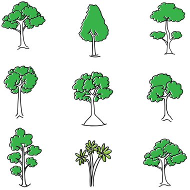 Ağaç nesne vektörünü doodle