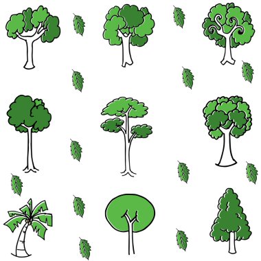 Yeşil ağaç dizi doodle