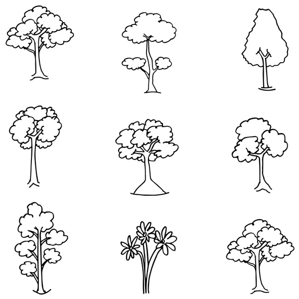 Caniche de dessin à la main de l'arbre — Image vectorielle