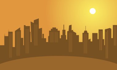 Birçok bina vektör düz silueti