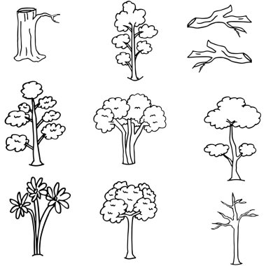 Doodle ağacının el çizmek ayarla