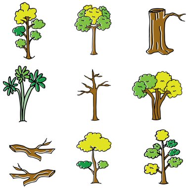 Doodle ağaç ve ahşap