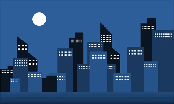 Silhuetten av bygga staden på natten — Stock vektor