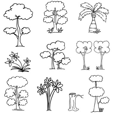 Ağaç karalamalar vektör topluluğu