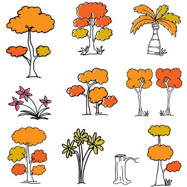 Doodle portakal ağacının vektör ayarla