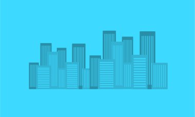 Mavi arka plan ile bina çizgi silüeti