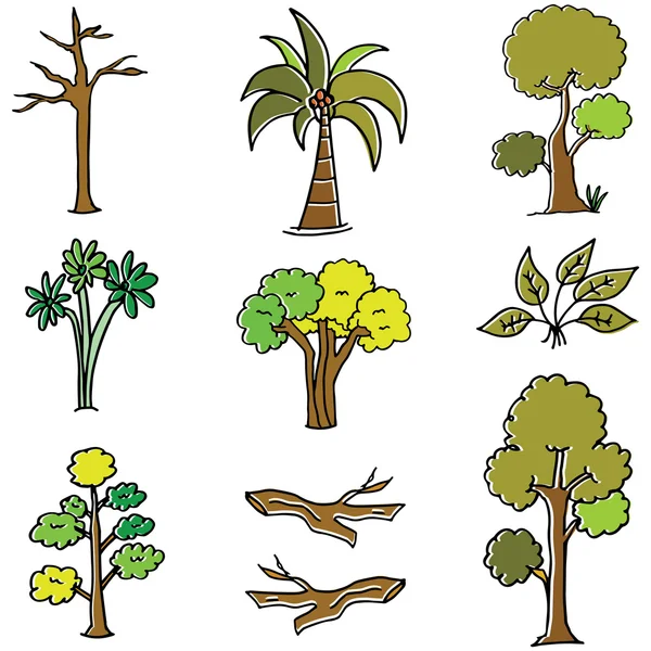 Ağaç farklı set vektör Doodle