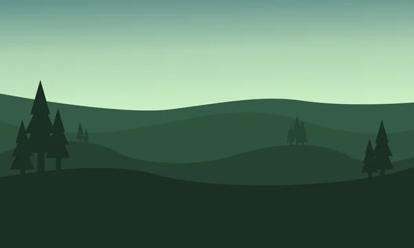 Silhouette de milieux verts de colline — Image vectorielle