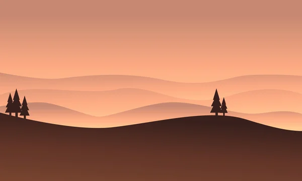 Silhouette der braunen Hügel Vektor flach — Stockvektor