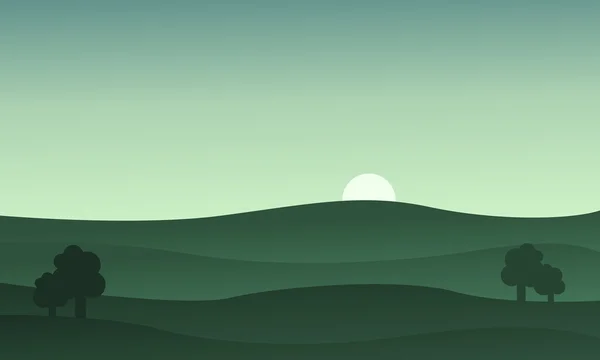 Hügel bei Sonnenuntergang — Stockvektor