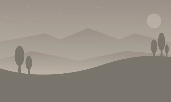 Silhouette di collina con sfondi grigi — Vettoriale Stock