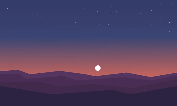 Silueta de la colina por la noche — Vector de stock